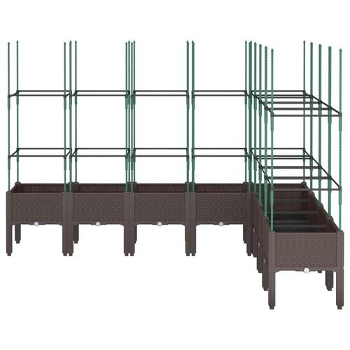Plantekasse med espalier 200x160x142,5 cm PP brun