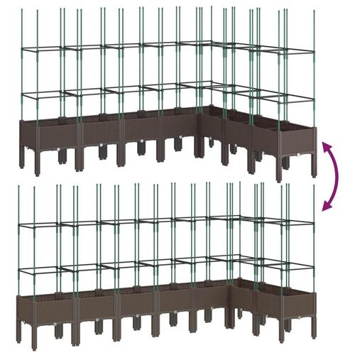 Plantekasse med espalier 200x160x142,5 cm PP brun