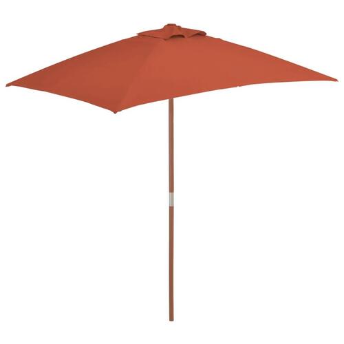 Parasol 150x200 cm træstang terrakottafarvet