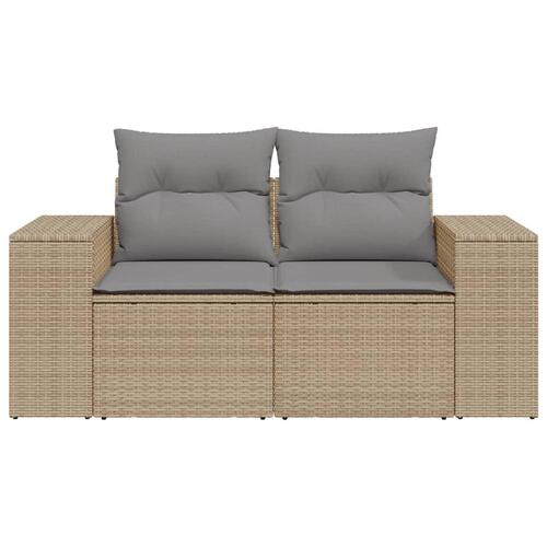 2-personers havesofa med hynder polyrattan beige