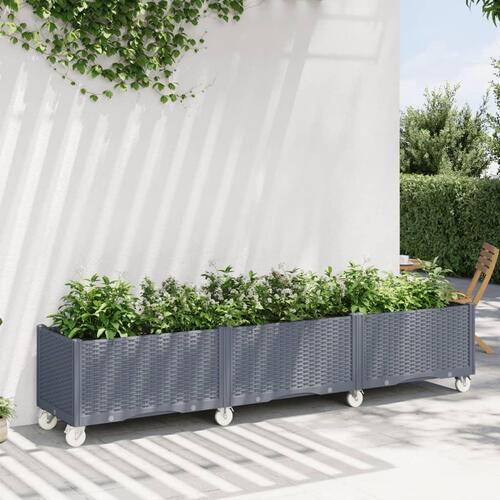Plantekasse med hjul 240x50x54 cm PP grå
