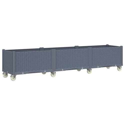 Plantekasse med hjul 240x50x54 cm PP grå