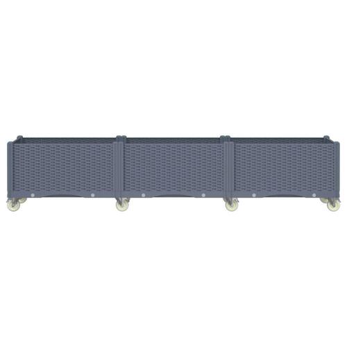 Plantekasse med hjul 240x50x54 cm PP grå