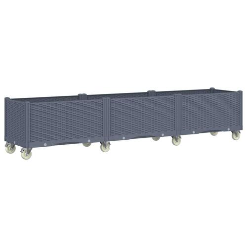 Plantekasse med hjul 240x50x54 cm PP grå