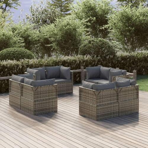 Hjørnemoduler til havesofa 8 stk. 57x57x56 cm polyrattan grå