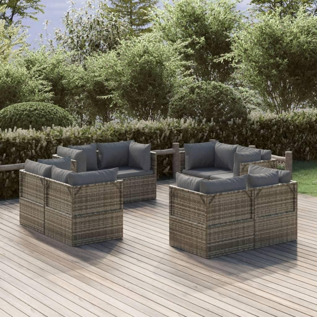Hjørnemoduler til havesofa 8 stk. 57x57x56 cm polyrattan grå