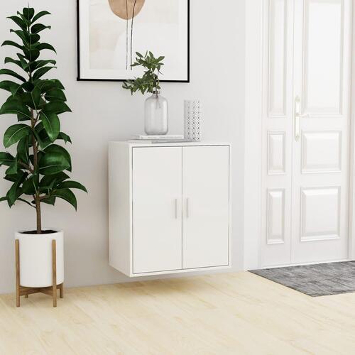 Skoskab 60x35x70 cm konstrueret træ hvid højglans