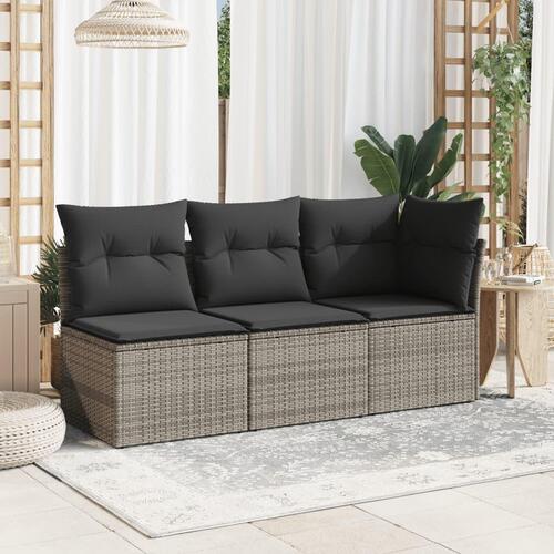 Hjørnemodul til havesofa med hynder polyrattan grå