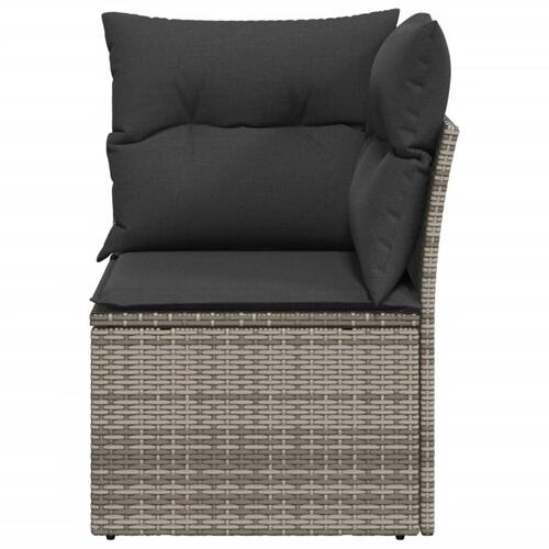 Hjørnemodul til havesofa med hynder polyrattan grå