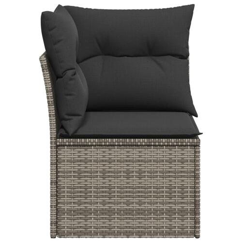 Hjørnemodul til havesofa med hynder polyrattan grå