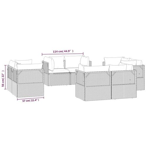 Hjørnemoduler til havesofa 8 stk. 57x57x56 cm polyrattan grå
