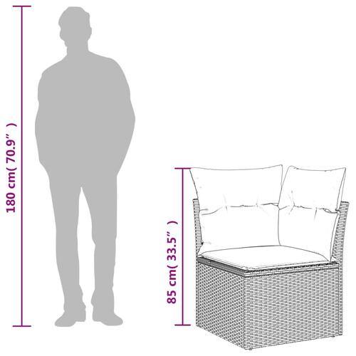 Hjørnemodul til havesofa med hynder polyrattan grå
