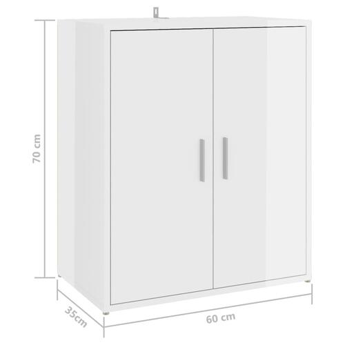 Skoskab 60x35x70 cm konstrueret træ hvid højglans
