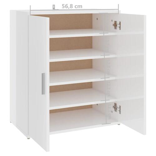 Skoskab 60x35x70 cm konstrueret træ hvid højglans