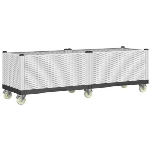 Plantekasse med hjul 160x50x54 cm PP hvid