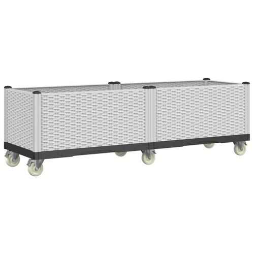 Plantekasse med hjul 160x50x54 cm PP hvid