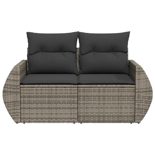 2-personers havesofa med hynder polyrattan grå