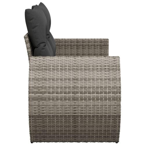 2-personers havesofa med hynder polyrattan grå