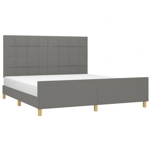 Sengeramme med sengegavl 160x200 cm - stof, mørkegrå