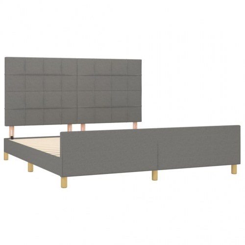 Sengeramme med sengegavl 160x200 cm - stof, mørkegrå