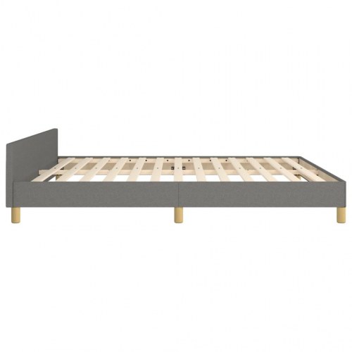 Sengeramme med sengegavl 160x200 cm - stof, mørkegrå