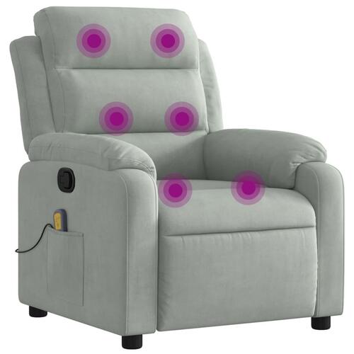 Massagestol velour lysegrå