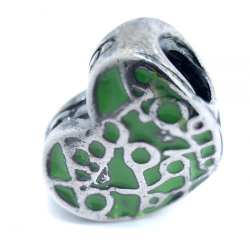 Charm-perle til kvinder, grøn - sterling sølv, 1 cm (VMM0098-03)