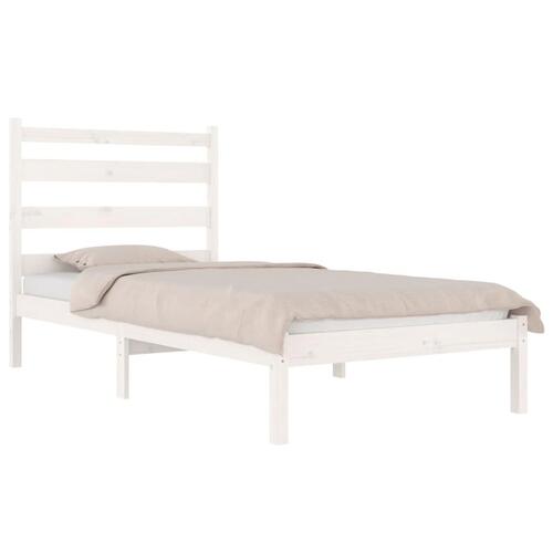 Sengeramme 90x190 cm Single massivt fyrretræ hvid