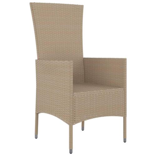 Havestole med hynder 4 stk. polyrattan beige