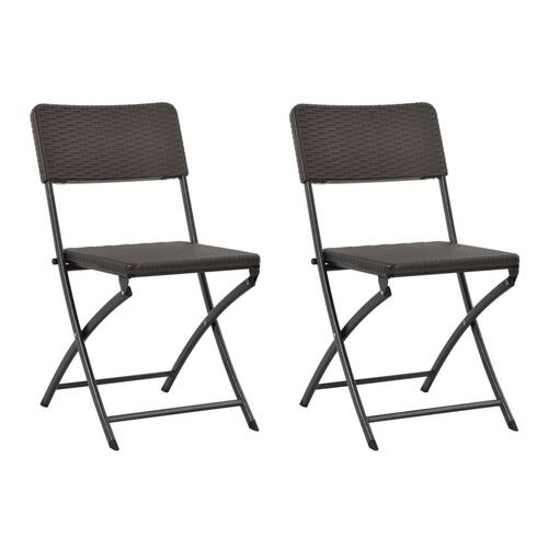 Foldbare havestole 2 stk. HDPE og stål brun