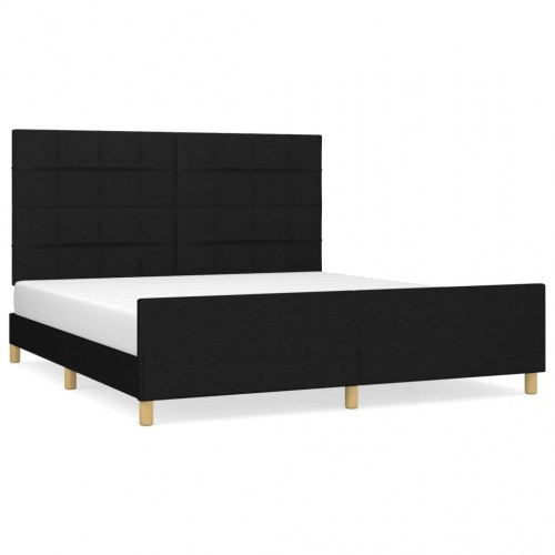 Sengeramme med sengegavl 160x200 cm - stof, sort
