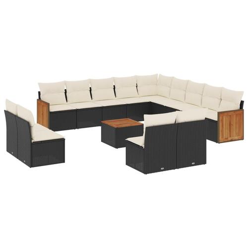 Sofasæt til haven 14 dele med hynder polyrattan sort