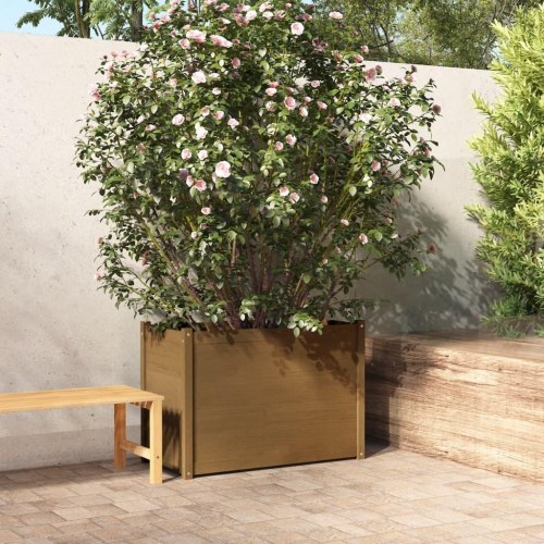 Plantekasse 100x50x70 cm massivt fyrretræ gyldenbrun