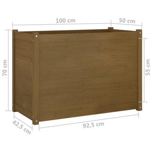Plantekasse 100x50x70 cm massivt fyrretræ gyldenbrun