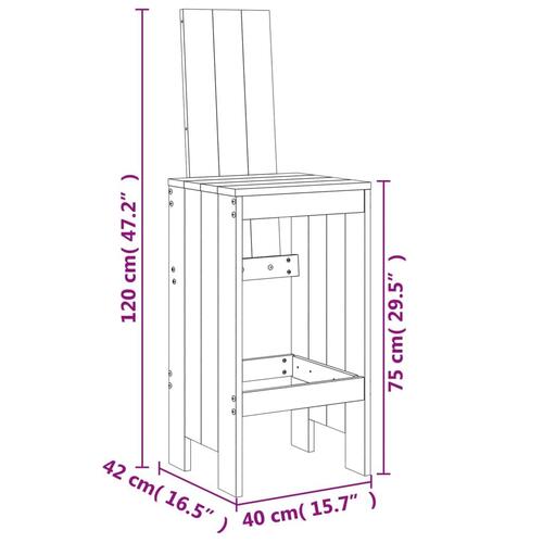 Barstole 2 stk. 40x42x120 cm massivt fyrretræ gyldenbrun