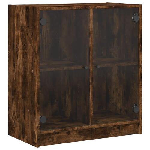 Skab med glaslåger 68x37x75,5 cm røget egetræsfarve