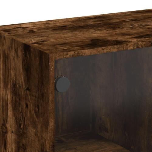 Skab med glaslåger 68x37x75,5 cm røget egetræsfarve