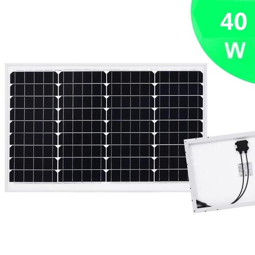 Solcellepanel 40 W aluminium og sikkerhedsglas