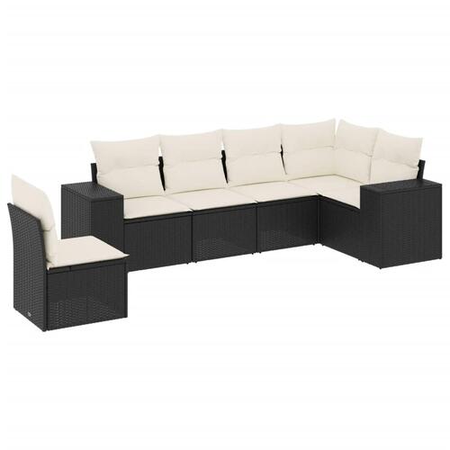 Sofasæt til haven 6 dele med hynder polyrattan sort