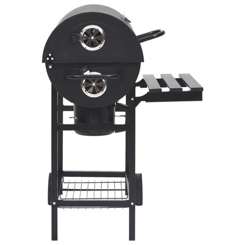 Tøndegrill med hjul og hylder 115x85x95 cm stål sort