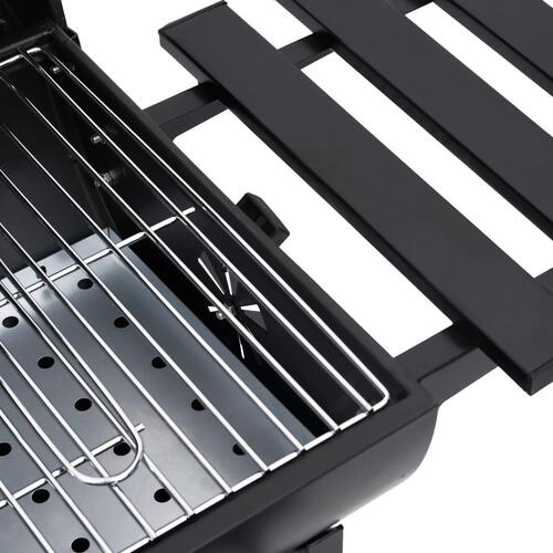 Tøndegrill med hjul og hylder 115x85x95 cm stål sort