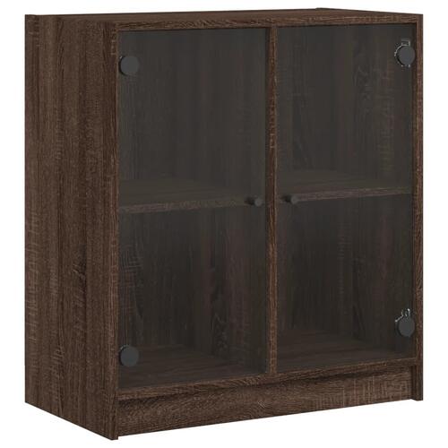 Skab med glaslåger 68x37x75,5 cm brun egetræsfarve