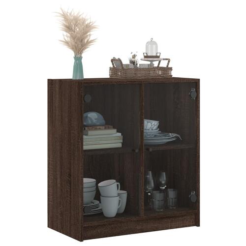 Skab med glaslåger 68x37x75,5 cm brun egetræsfarve