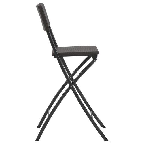 Foldbare barstole 2 stk. HDPE og stål brun rattanlook