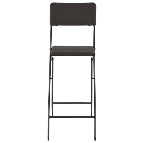 Foldbare barstole 2 stk. HDPE og stål brun rattanlook