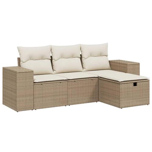 Sofasæt til haven 4 dele med hynder polyrattan beige