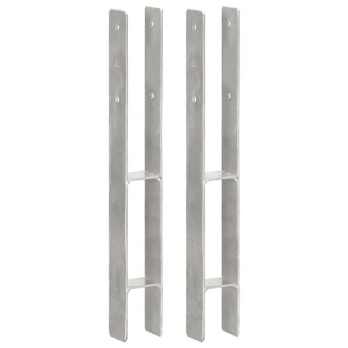 Hegnspløkker 2 stk. 7x6x60 cm galvaniseret stål sølvfarvet