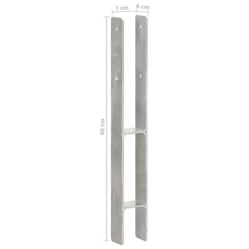 Hegnspløkker 2 stk. 7x6x60 cm galvaniseret stål sølvfarvet