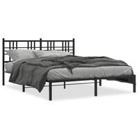 Sengeramme med sengegavl 150x200 cm metal sort
