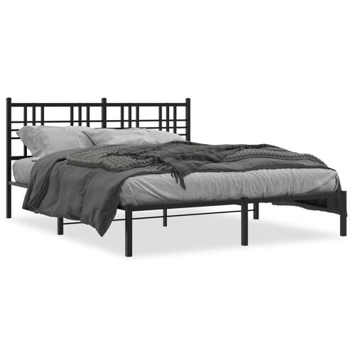 Sengeramme med sengegavl 150x200 cm metal sort